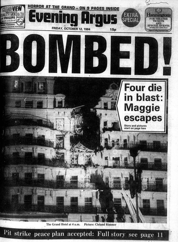 The Argus: 'Bombed' - the front page of The Argus on the day of the Brighton bombing