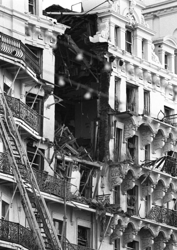 The Argus: The shattered top four floors of Grand Hotel, Brighton, which was devastated by an IRA bomb that left five people dead and 31 injured during the 1984 Conservative Party Conference