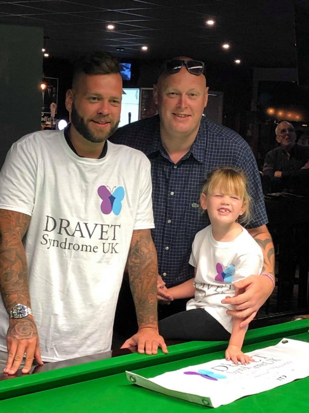 The Argus: Paige and Martin Stocker with snooker champion Jimmy Robertson