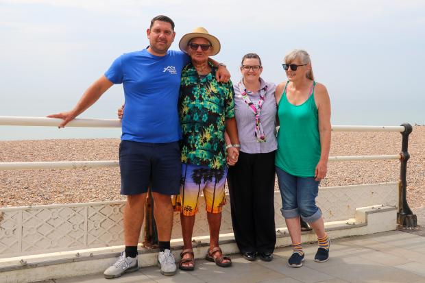 The Argus: Henry Smith (left) with Lesley Clark and his two daughters Lisa and Jane on Worthing beach 