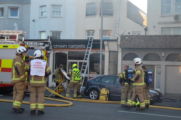 The Argus: Emergency services at the scene of a fire in first floor flat in Eastbourne 
