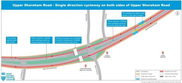 The Argus: Proposals for a one-way cycle lane on either side of Upper Shoreham Road