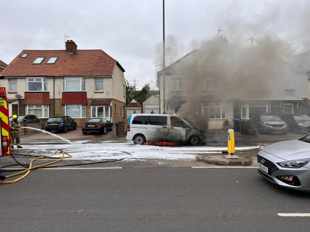 The Argus: Emergency services called to taxi fire in Old Shoreham Road, near Southwick 