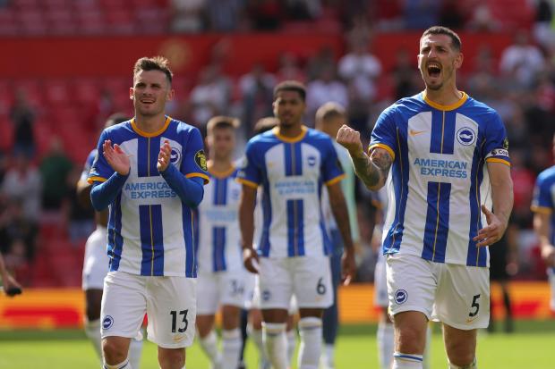 Lewis Dunk and two-goal Pascal Gross lead the Brighton celebrations at Old Trafford