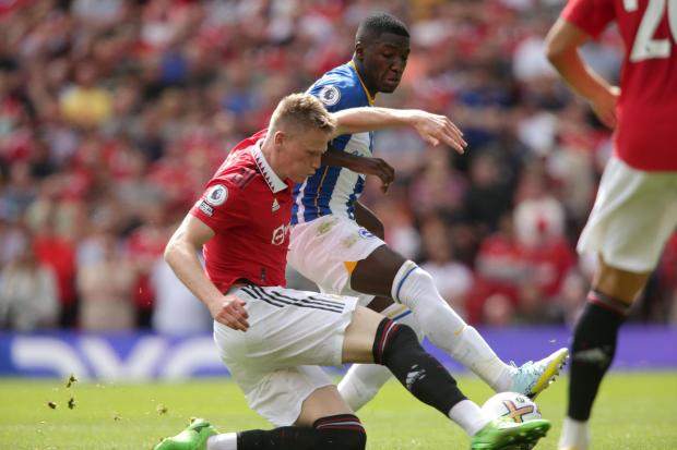 Moises Caicedo tackles Manchester United’s Scott McTominay during Albion’s win at Old Trafford
