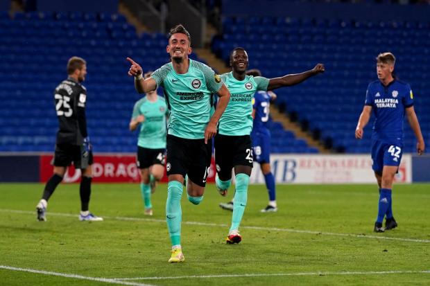 Andi Zeqiri, pictured with Brighton, scored a crucial goal for Basel