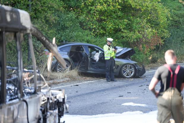 The Argus: A car involved in the collision was badly damaged, the driver and passenger of the car were taken to the hospital