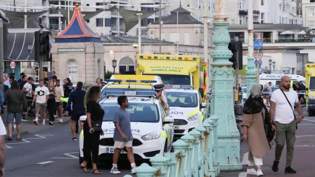 The Argus: Police, ambulance crews and RNLI team members visited Brighton seafront following the incident