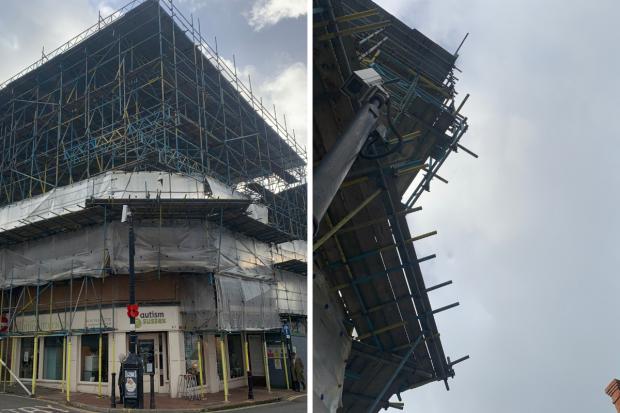 The Argus: Talland Parade scaffolding in Saxon Lane, Seaford