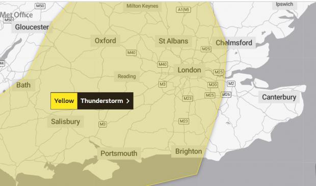 The Argus Amber Severe Weather Warning covers parts of Sussex