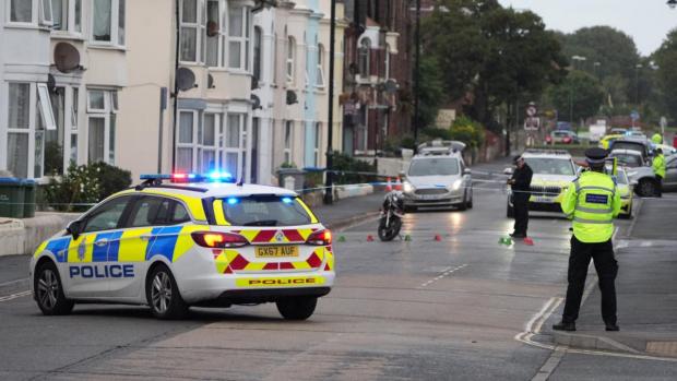 The Argus: Police at the crime scene yesterday