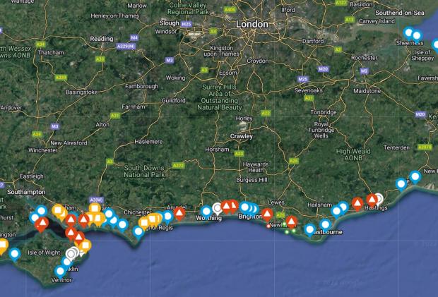 Argus: Southern Water's Beachbuoy app shows where storm discharges have taken place