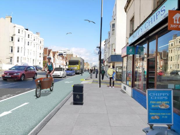 The Argus: An artist's impression of what the new cycle path extension on the A259 could look like