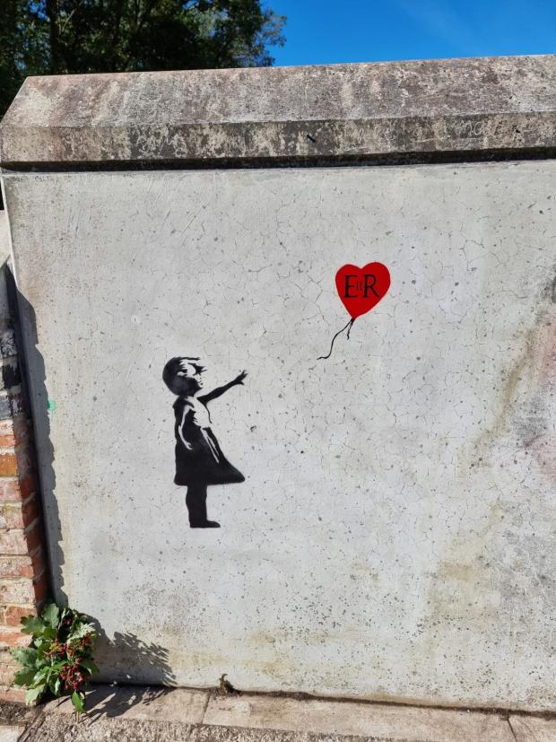 The Argus: The Banksy-style homage to Queen Elizabeth II spotted in Royal Wootton Bassett