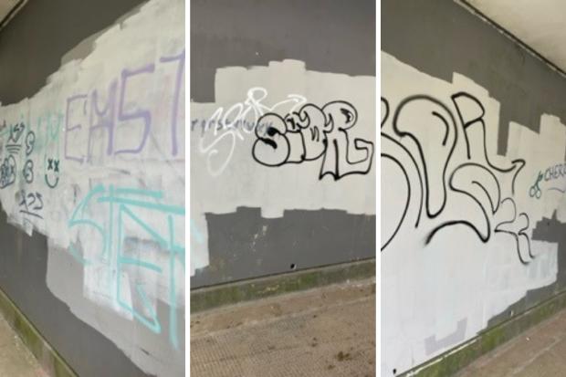 The Argus: Within a day of painting over the marking, graffiti reappeared in the tunnel