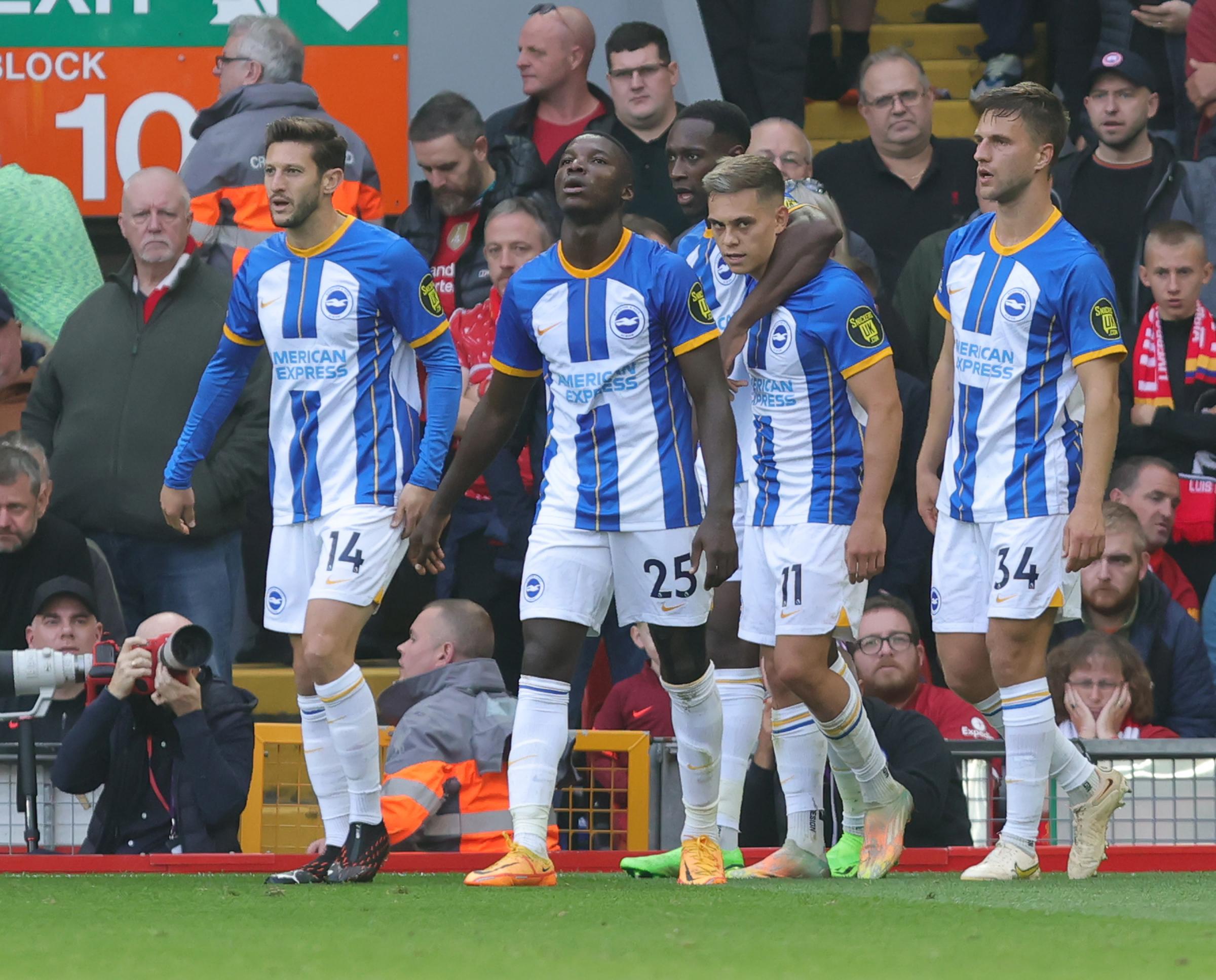 Brighton's ten-man move to earn point at Liverpool
