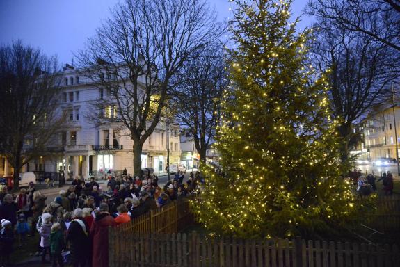 The Argus: People celebrate the switch on of the Palmeira Square Christmas lights The Argus: People celebrate the switch on of the Palmeira Square Christmas lights