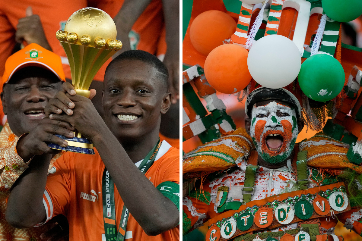 Simon Adingra and Ivory Coast celebrate after AFCON victory