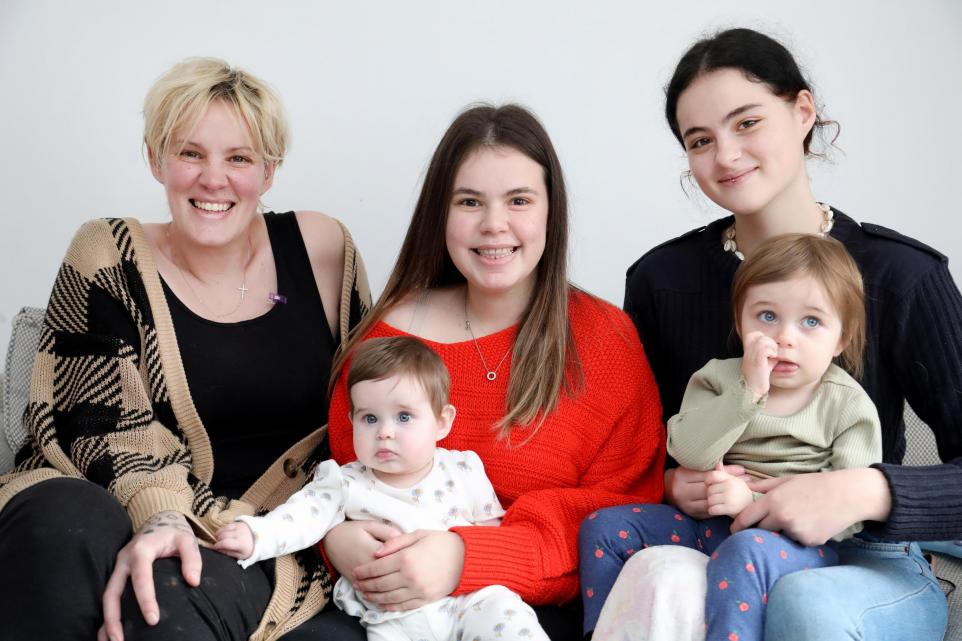 The Argus: Mum Linsey, Milly, sister Madeleine with baby Otillie, left, and Tallulah