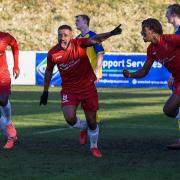 Whitehawk celebrate scoring against Sittingbourne at the weekend. Picture: Andy Schofield