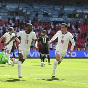 Raheem Sterling celebrates after scoring the winner for England against Croatia