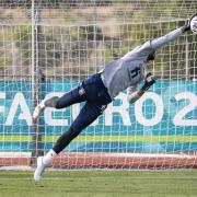 Robert Sanchez pulls off a fine save as Spain train during Euro 2020