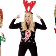 Joel Dommett (top left), Dr Ranj Singh (bottom left),  Emma Bunton (middle), Kate Garraway (top right) and Alex Scott( bottom right) supporting Save The Children Christmas Jumper Day. Credit: Save The Children/ PA