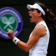 Johanna Konta celebrates victory following her match against Sloane Stephens on day six of the Wimbledon Championships at the All England Lawn Tennis and Croquet Club, Wimbledon. Former British number one Johanna Konta has