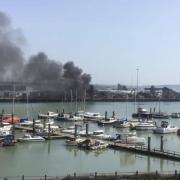 Large fire at East Quay in Newhaven