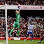 Arsenal keeper Aaron Ramsdale in his sides 2-1 defeat to Brighton and Hove Albion