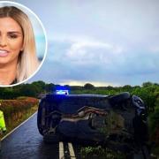 Katie Price was ordered to carry out 100 hours of unpaid work after flipping her BMW on the B2135 in Partridge Green in September last year