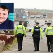 A Sussex Police officer accused with causing the death of Arthur Hoelscher-Ermert, inset, is appearing in court this morning