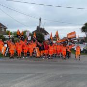 Biffa workers outside their depot in Hailsham last May