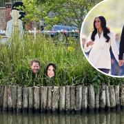 The Duke and Duchess of Sussex 'appeared' on an island in a pond in Rottingdean