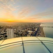 Visitors to the i360 in Brighton got a unique view of sunrise for the summer solstice: credit - Peter Tyrell