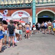 Visitors to Brighton beach faced a long queue for the toilet as thousands flocked to the seafront