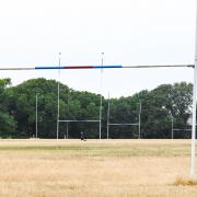 Rugby pitches at Hove Rugby Club have been turned yellow and brown from a lack of rain over the last month