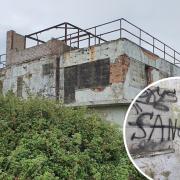 The control tower at the former RAF airbase has been vandalised: credit - Sussex Police Rural Crime Team