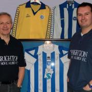 FANS: Mark Hills and his father Roger took a flight over Albion's new stadium