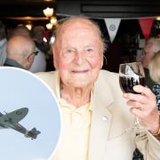 George Dunn celebrated his 100th birthday with a party and a flypast by the RAF: credit - SWNS