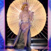 Dakota Schiffer dressed in a 'curtain tassel fantasy' in homage to her grandmother: credit - BBC/World of Wonder