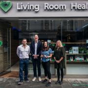 From left, Dan Smith, Living Room Health chairman, Simon Checkley, CEO, Donna Holland, CEO at Rockinghorse Children’s Charity, Amanda Hetherington, corporate engagement manager at Rockinghorse Children’s Charity
