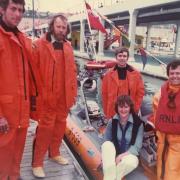 Malcolm early in his career with the RNLI crew at Brighton Marina (far right)