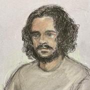 A court sketch of Edward Little who is accused of plotting a terror attack in Hyde Park