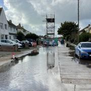 A road in Lancing has once again been flooded