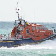 One of the two lifeboats at the scene of the incident.
