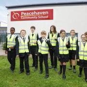 Students at Peacehaven Community School wearing their hi-vis jackets