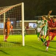 Andy Schofield scores for Whitehawk as they hammer VCD Athletic