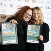 Simonetta Held, left, and Jo Malone, with their awards