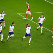 Marcus Rashford celebrates giving England the lead against Wales